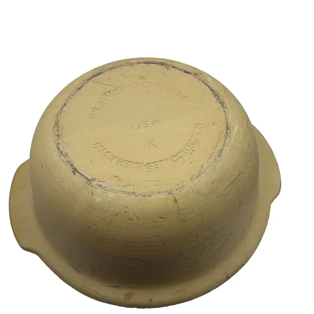The Pampered Chef Heartland Stoneware 4 Qt Round Beige Ceramic Oven Safe Dish